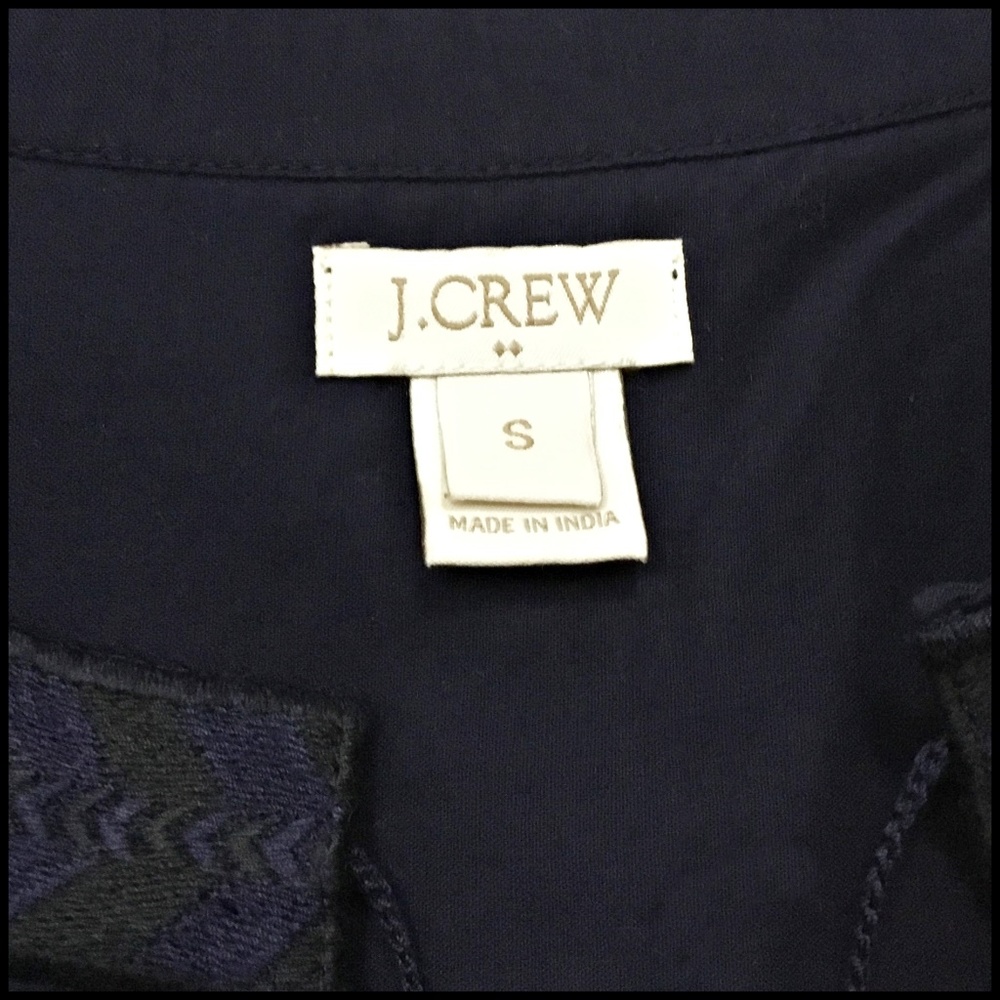 J. Crew Factory Navy Long Sleeve Boho Peasant Top - Picture 6 of 8